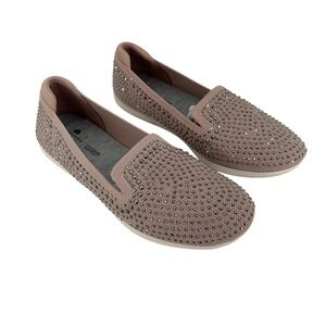 Clarks Cloudsteppers Shoes Womens Size 6.5 Pink Slip On Rhinestone Flats Casual